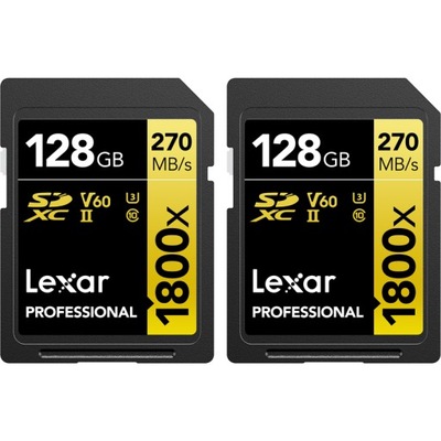 Karta pamięci LEXAR Pro 1800x SDXC U3 (V60) UHS-II R270/W180 128GB - 2pack