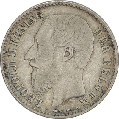 13.BELGIA, LEOPOLD II, 1 FRANK 1887 DER