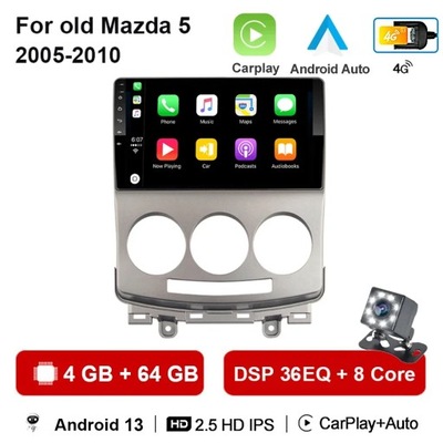 NAVEGACIÓN GPS ANDROID 13 RADIO DE AUTOMÓVIL PARA MAZDY 5 2005-2010 CARPLAY  