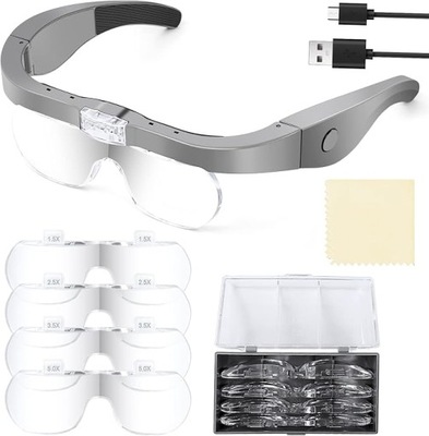 okulary powiększające z 2 diodami LED