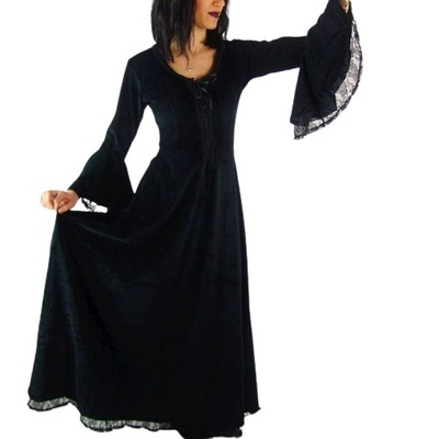 Czarna sukienka przebranie kostium średniowiec XXL