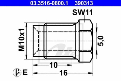 03.3516-0800.1 PUERCA CABLES DE FRENADO SZTYWNEGO M10X1 EN  