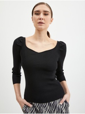 Czarny prążkowany sweter damski ORSAY