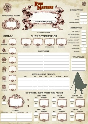 Ruin Masters RPG - Character Sheets