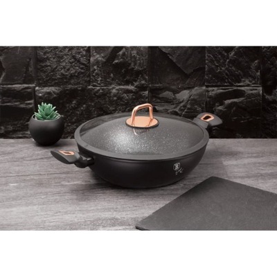 WOK GARNEK GRANITOWY 4.4L 30CM BERLINGER HAUS BLACK ROSE BH-7112