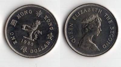 HONGKONG BRYTYJSKI 1980 1 DOLLAR