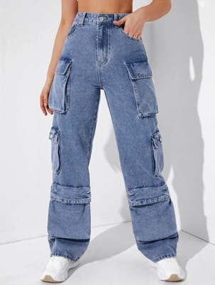 SHEIN SPODNIE JEANSOWE DAMSKIE BOJÓWKI 36 1M6B