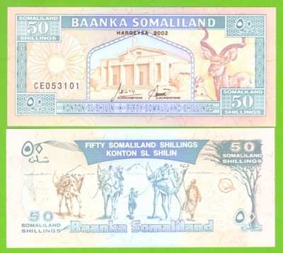 SOMALILAND 50 SHILLINGS 2002 P-7d UNC RZADKI