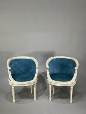 Para autentycznych foteli Berżere w stylu Ludwik XVI Francja