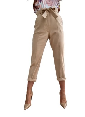 Moda Spodnie Spodnie lniane Annette Görtz Annette G\u00f6rtz Lniane spodnie jasnoszary W stylu casual 