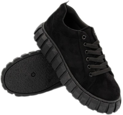 Trampki czarne na platformie sneakersy 37