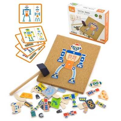 Viga Toys Drewniana Przybijanka Roboty 45 el.