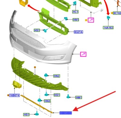 Молдинг защита бампера перед ford c-max focus 1688730 _ am51-r001a06-ab фото №1