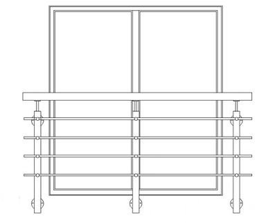 Balustrada francuska OKNO 170cm,42,4/4xØ12mm,szlif NIERDZEWNA