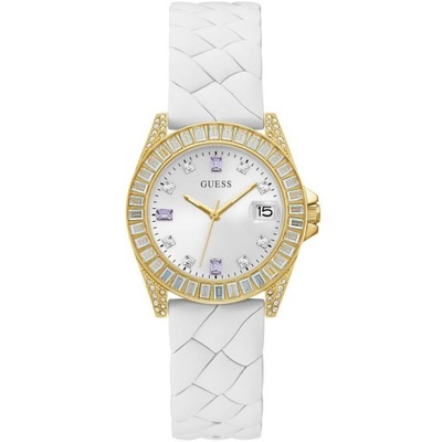 Złoty zegarek damski Guess Opaline z paskiem