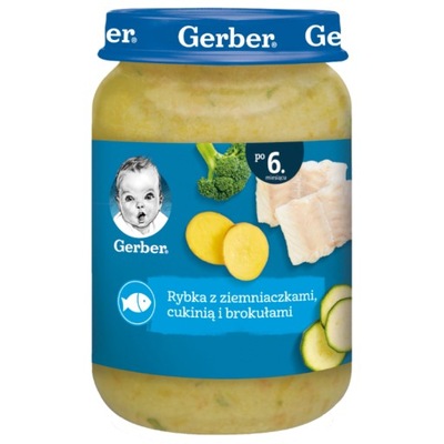 Gerber Obiadek dla Dzieci Rybka z Ziemniaczkami Cukinią i Brokułami 6m 190g