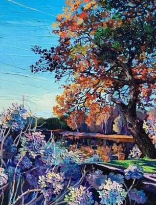 Obraz Malowanie po numerach Jesień Drzewa 40x50 +GRATIS
