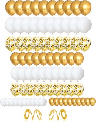 80 sztuk złote balony złote balony konfetti, białe balony na studia na urod