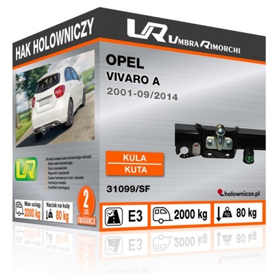 BARRA DE REMOLQUE GANCHO DE REMOLQUE OPEL VIVARO A, 2001-09/2014  