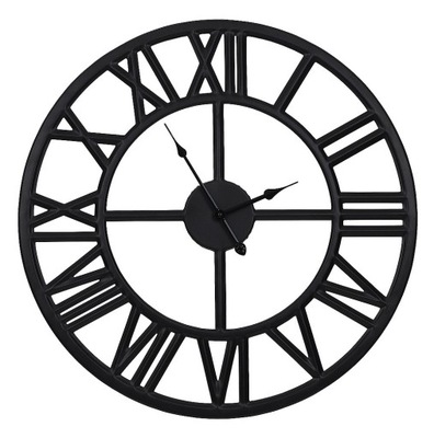 Czarny zegar loft nowoczesny metalowy gruba rama 45 cm