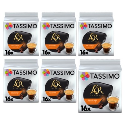 Kapsułki Tassimo L'OR Espresso Delizioso 6x 16 szt 5+1 GRATIS! [96 kaw]