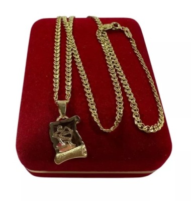 ZŁOTY ŁAŃCUSZEK Z ZAWIESZKĄ PRÓBY 585 / DŁ. 45 CM / 2,78G!