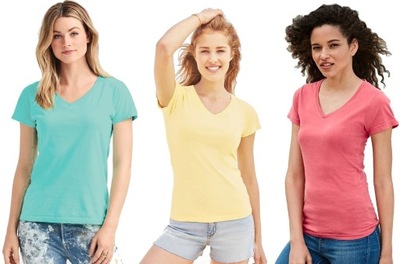 ZESTAW koszulka damska dekolt V letnie kolory M