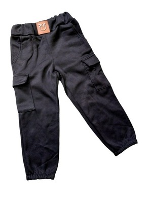 Spodnie dziewczęce ocieplane bojówki dresowe 146-152