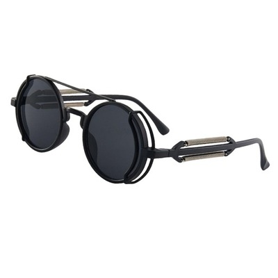 Modne okrągłe okulary przeciwsłoneczne z plastikową ramką Okulary Vintage okulary szare