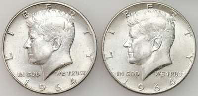 USA. 1/2 dolara 1964 Kennedy, SREBRO – 2 szt