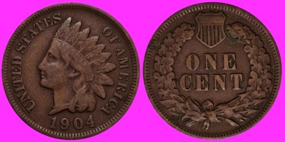 USA 1 Cent 1904 INDIANIN /U 255