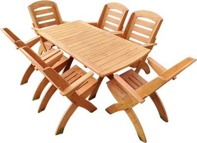 Stół i krzesła 6szt ogrodowe drewniane zestaw