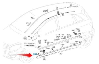 Кліпса монтаж накладки порога mercedes b klasa w245 фото №1
