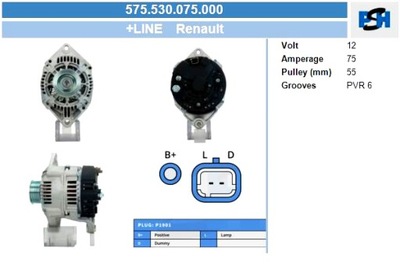 BV PSH ГЕНЕРАТОР RENAULT 75A ГЕНЕРАТОР