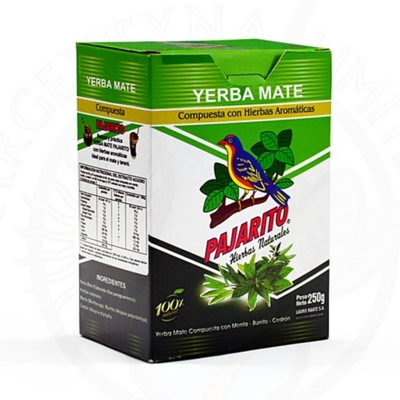 YERBA MATE PAJARITO HIERBAS (250G, BIO, MIĘTOWA)