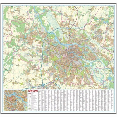 Wrocław mapa ścienna na podkładzie magnetycznym