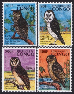 Kongo 1996 Mi 1458-61 ** Ptaki Sowa Sowy