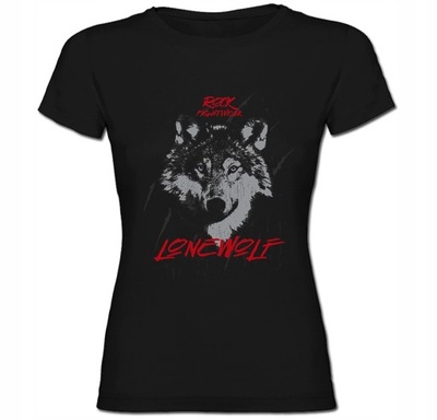 DAMSKI TSHIRT WILK KOSZULKA ROCK LONE WOLF S