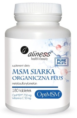 MSM Siarka Organiczna PLUS x 180 tabletek Aliness