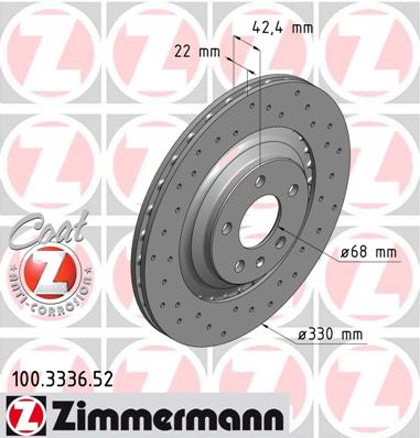 ZIMMERMANN SPORT AUDI A6 C6 ALLROAD 330MM DISCOS PARTE TRASERA 100.3336.52  