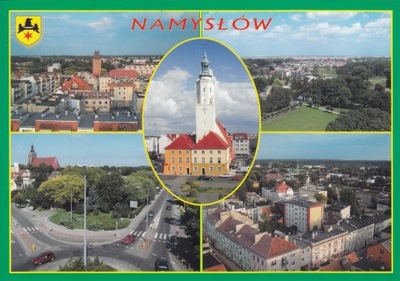 NAMYSŁÓW - PANORAMA - RATUSZ - OSIEDLE "ZA WIDAWĄ" - KOŚCIÓŁ - HERB