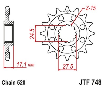 JT ENGRANAJE PARTE DELANTERA 4444 14 DUCATI PANIGALE 899/95  