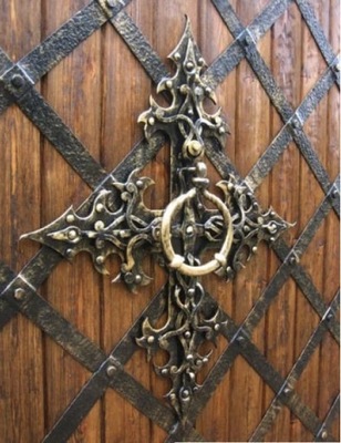 Kołatka do drzwi, kołatka do drzwi, brama, średniowieczne, pociągnięcie drz