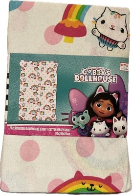 Prześcieradło bawełniane z gumką 90x200 Koci Domek Gabi Gabby's Dollhouse