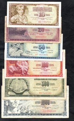 ZESTAW BANKNOTÓW JUGOSŁAWIA - 6 sztuk - zestaw 4