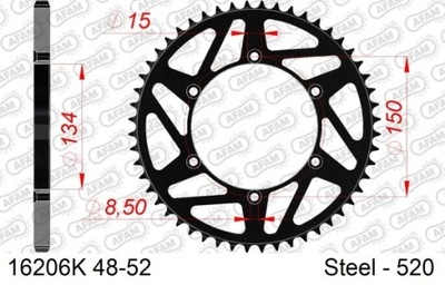 ЗУБЧАТКА NAPĘDZANA ЗАД MOTO СТАЛЬНОЙ ЧЕРНАЯ SERIA 16206K-52