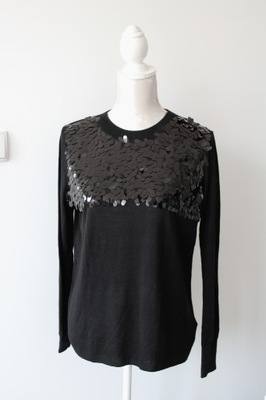 H&M czarna bluzka sweter top cekinowa wiskoza