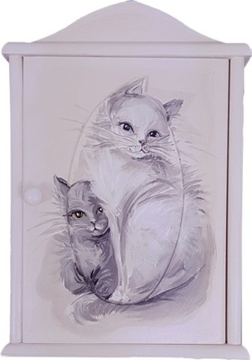 Szafka na klucze skrzynka ręcznie malowana kotki