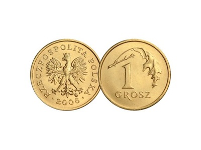 1 grosz 2006 r. stan menniczy z woreczka