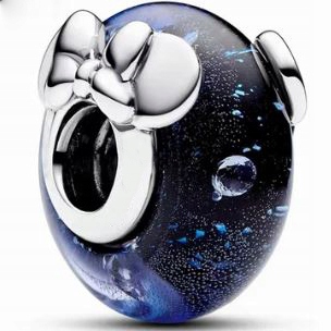 Charms Murano granat granatowy kokarda srebro 925